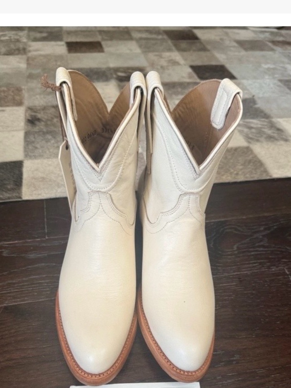 Tecova Penny Cream Leather Cowboy Boots